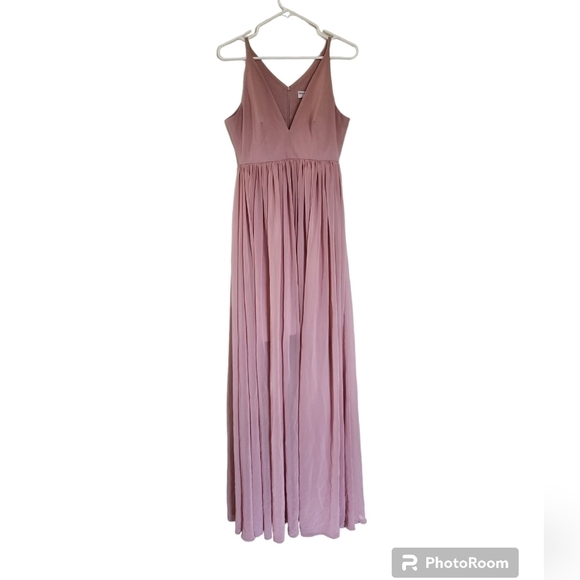 Dress The Population Bridal Phoebe Chiffon Gown in Blush Pink size Medium - Picture 2 of 8